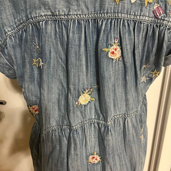 KYLA SEO Embroidered Tencel Denim Tiered Dress Size Large - Picture 8 of 10